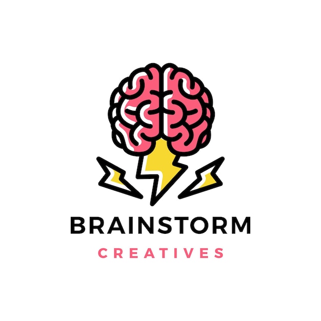 Brain Storm Idea Think Smart Creative Logo Vector icono ilustración