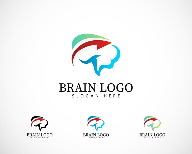 Brain up logo crecimiento creativo educación icono inteligente flecha de diseño