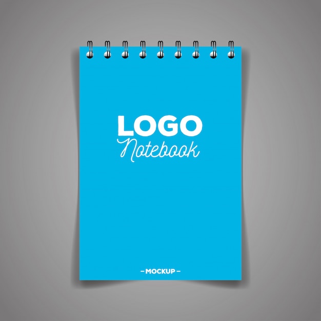 Vector branding de identidad corporativa, con cuaderno de tapa color azul