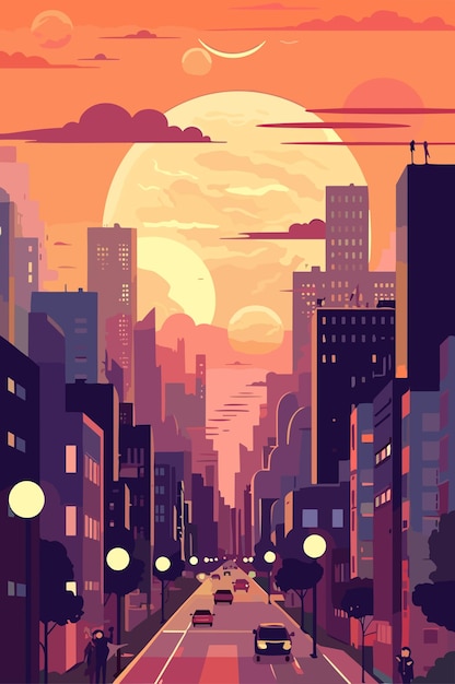 Brasil gran ciudad por la noche vector ilustración plana