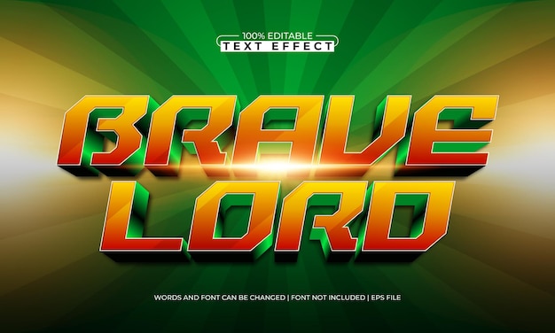 brave lord efecto de texto editable con un estilo de texto de caballero y héroe