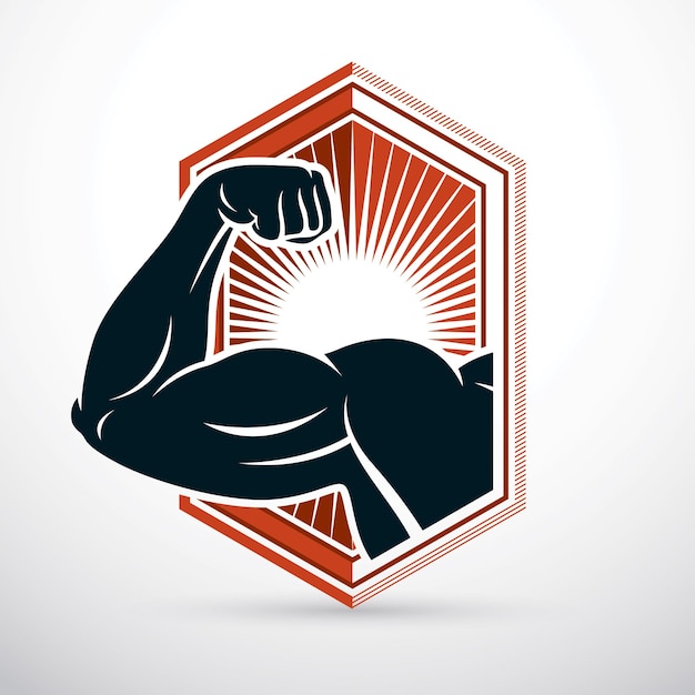 Vector el brazo atlético, la ilustración vectorial gráfica del levantador, el entrenamiento de fitness.