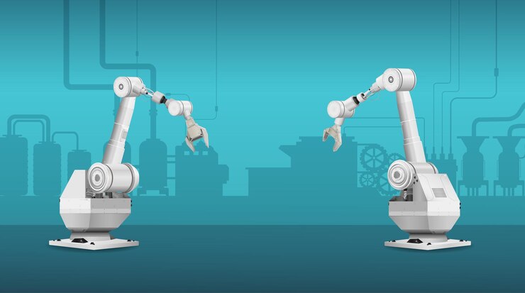 Vector brazos de robot blanco sobre fondo blanco ilustración vectorial