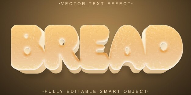 Bread Vector Efecto de texto de objeto inteligente totalmente editable