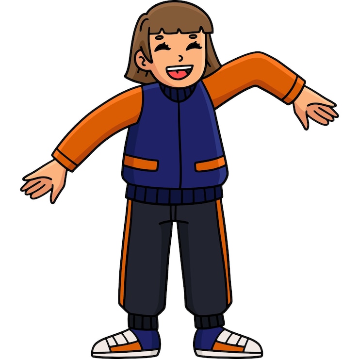 Vector breakdance b girl haciendo el brazo wave clipart de dibujos animados
