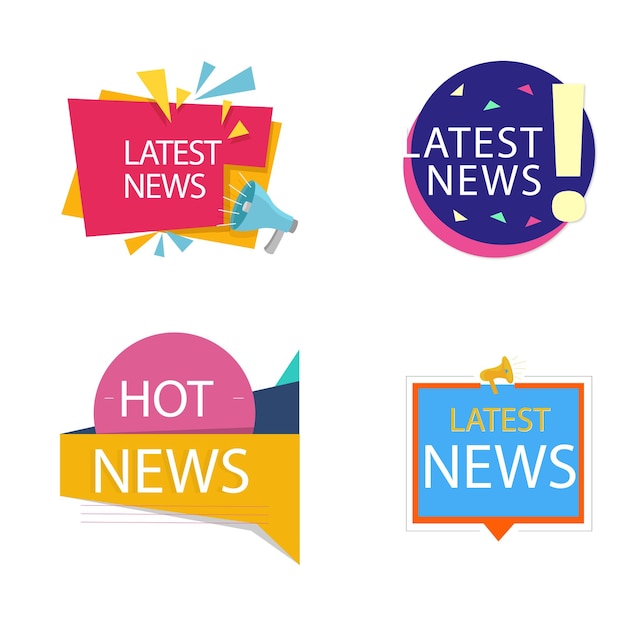 Breaking news banners Header texto para noticias de actualidad y transmisión deportiva comunicación garish vector sha