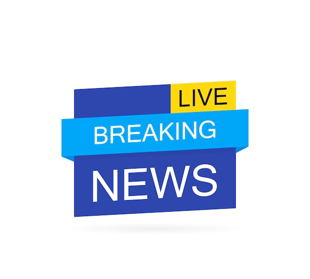 Breaking news logo, live banner.tv news, mass media design. estilo plano moderno de la ilustración del vector.