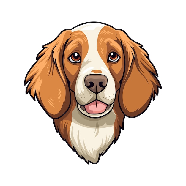 Bretanya raza de perro dibujos animados lindos Kawaii personaje animal mascota aislado pegatina ilustración