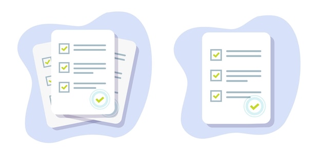 Breve resumen estándar icono gráfico prueba examen papel lista de verificación ilustración aprobada formulario de reclamación