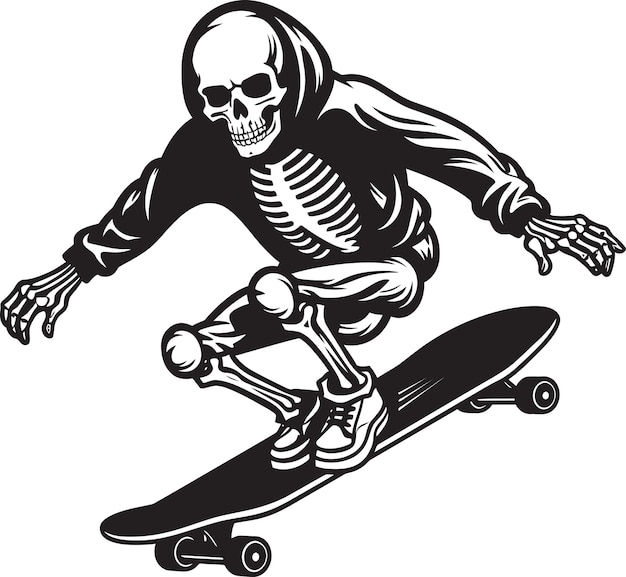 Vector la brigada de hueso unificando las fuerzas de skateboardes esqueleto el fantasma muerte cuentos de la inquietante wo