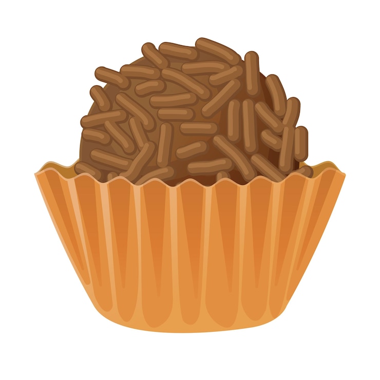 Vector brigadeiro tradicional desierto brasileño. ilustración de dibujos animados realista de comida latinoamericana