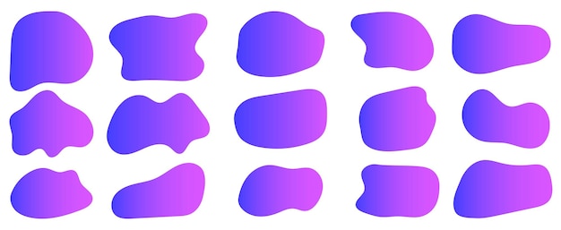 Bright colorful gradient pebble organic shapes Liquid water neon futuristic blobs