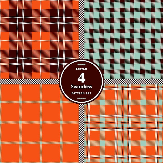 Bright Orange Blood Orange Medium Grey and Dark Maroon seamless pattern set of 4