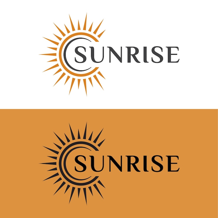Vector brightening sun o sunrise, sunset flare light diseño de logotipo de brillo brillante para su marca comercial
