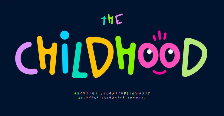 Vector brillante alfabeto de garabateo juguetón con letras coloridas fuente alegre para fiestas infantiles evento escolar funky