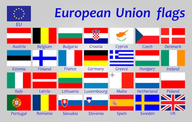 Una brillante colección de banderas de la Unión Europea