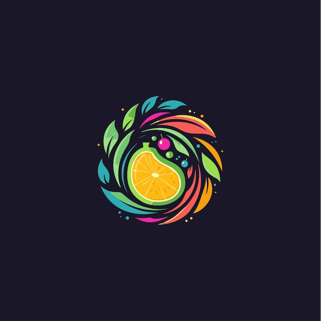 Vector brillante, colorido, delicioso, fruta, rebanada, icono, saludable, natural, orgánico, alimento, símbolo, extracto, versátil, gráfico, logotipo, creativo, plano, diseño, para, café, restaurante, o, jugo, y, comida, marca, vector, logotipo