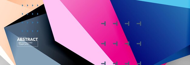 Brillante colorido poli triangular composición 3d abstracto fondo geométrico diseño minimalista plantilla de póster futurista poligonal