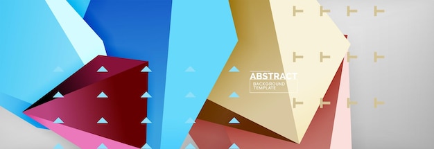 Brillante colorido poli triangular composición 3d abstracto fondo geométrico diseño minimalista plantilla de póster futurista poligonal