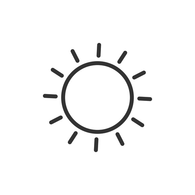 Brillante día de sol luz del sol dibujado contorno icono vectorial aislado símbolo de verano