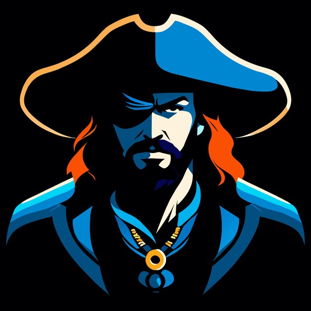 Vector brillante diseño de vectores del jefe de piratas digitales