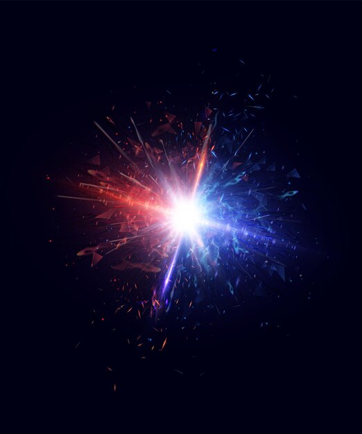 Brillante efecto de luz abstracto de colisión de luz roja y azul Efecto de luz Oscura Versus Batalla