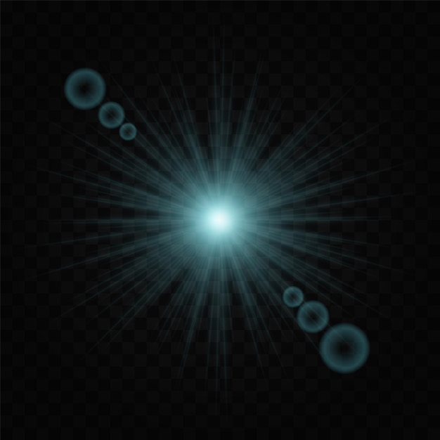 Brillante estallido de estrellas azul brillante aislado en un fondo transparente Estallido de energía radiante con rayos afilados que se extienden hacia afuera y en círculo Efecto de luz abstracto perfecto para gráficos festivos o explosivos