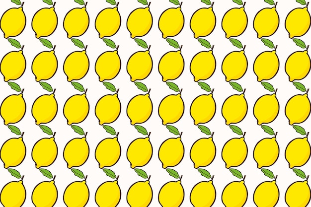 Brillante fondo de frutas sin costuras patrón vectorial de limón con hojas