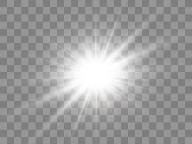 Brillante hermosa estrella. Ilustración de vector de un efecto de luz sobre un fondo transparente.