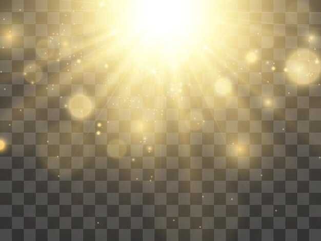 Brillante hermosa estrella. Ilustración de vector de un efecto de luz sobre un fondo transparente.