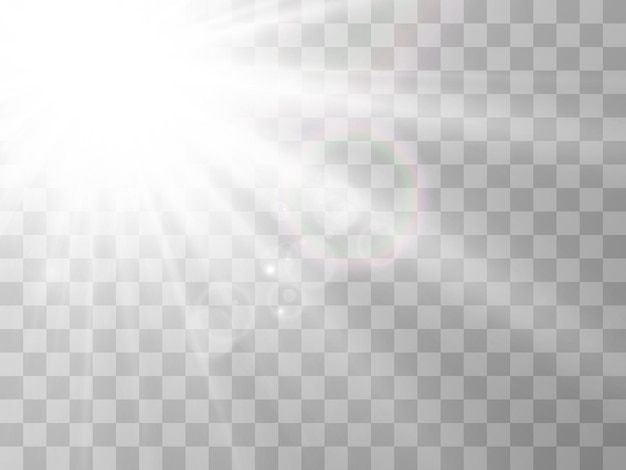 Brillante hermosa estrella. Ilustración de vector de un efecto de luz sobre un fondo transparente.