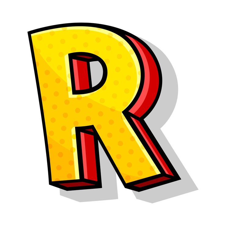 Vector brillante letra mayúscula isométrica amarilla y roja r en estilo de dibujos animados del alfabeto inglés fuente lúdica moderna para cualquier trabajo de diseño ilustración vectorial aislada sobre fondo blanco