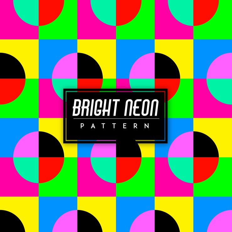 Vector brillante neón colorido formas seamless pattern background
