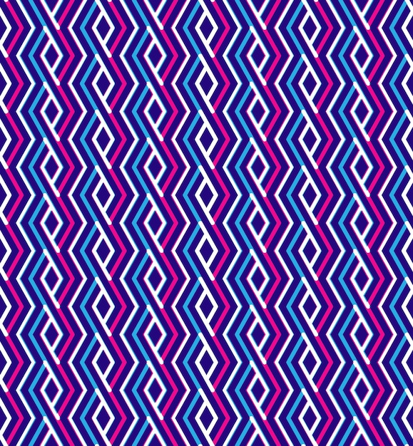 Vector brillante patrón sin costuras abstracto con líneas entrelazadas papel tapiz psicodélico vectorial con rayas fondo decorativo en zigzag sin fin