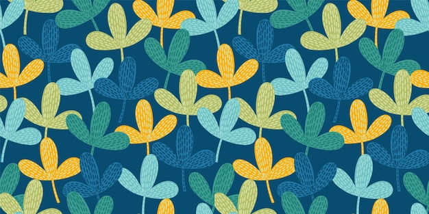 Brillante patrón sin costuras divertido con hojas abstractas Diseño vectorial para la cubierta de papel, la tela, la decoración interior y otros