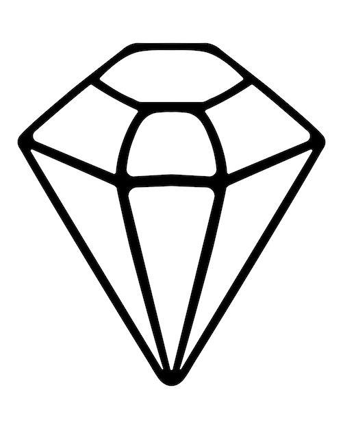 Vector brillante la piedra preciosa es un cristal de diamante con varias facetas brillantes estilo doodle