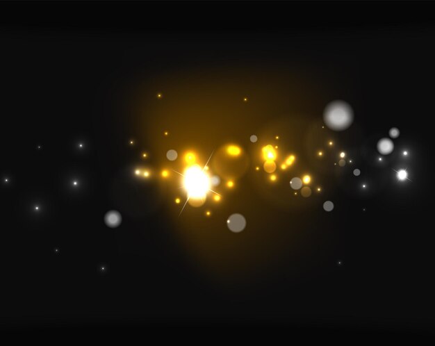 Brillantes burbujas y estrellas brillantes en el espacio oscuro