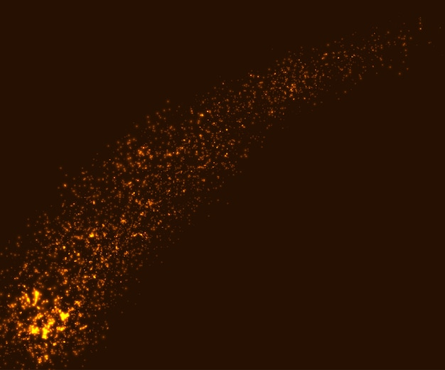 Brillantes efectos de luz, partículas doradas fluyen