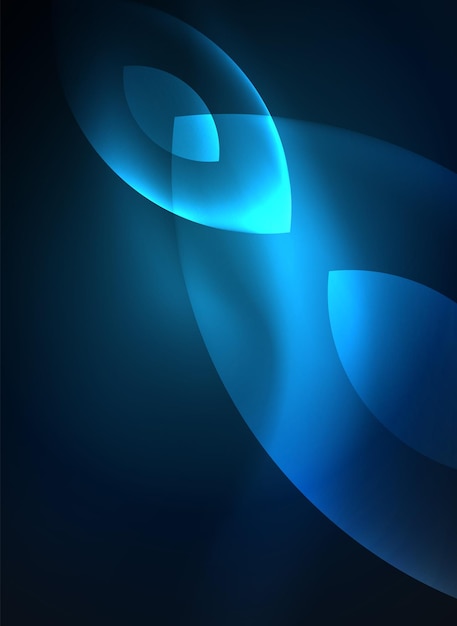 Brillantes formas geométricas modernas en el espacio oscuro Vector fondo abstracto digital