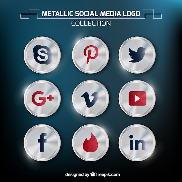 Vector brillantes iconos redondos de social media