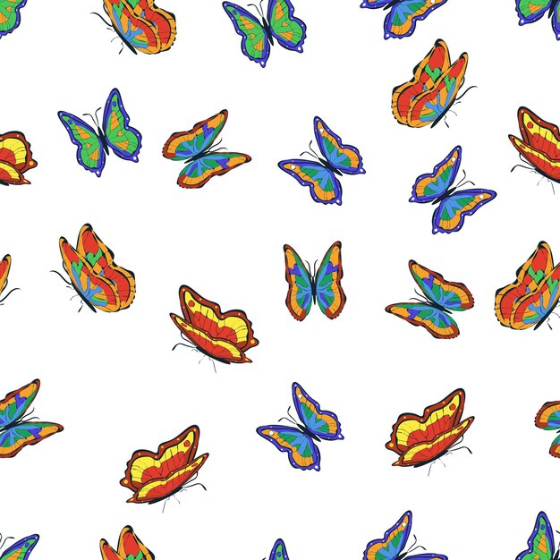 Brillantes mariposas multicolores de patrones sin fisuras Fondo de papel tapiz niños fiesta papel artesanal