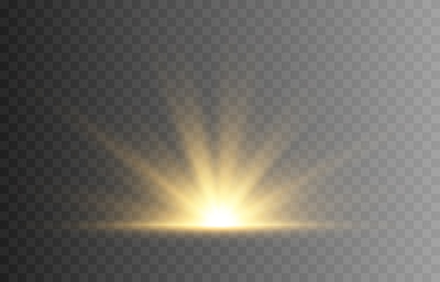 Brillar. Un destello dorado de luz. Las luces de un sol. Estrella de oro, brilla. Sol, amanecer. Luz png.