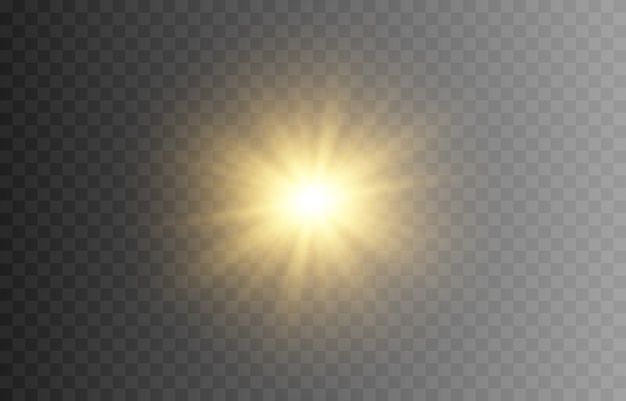 Brillar. Un destello dorado de luz. Las luces de un sol. Estrella de oro, brilla. Sol, amanecer. Luz png.