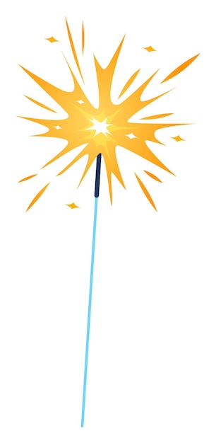 Brillo amarillo brillante que emite chispas de luz radiante Pilote de fuegos artificiales utilizado para celebraciones