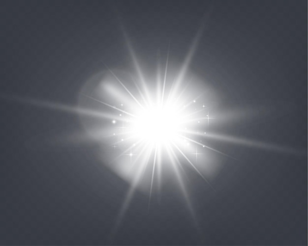 Brillo brillante estallido de luz con bordes suaves y rayos sutiles en un fondo transparente adecuado