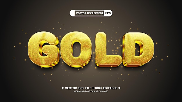 Brillo dorado brillante efecto de estilo de texto vectorial editable en 3D