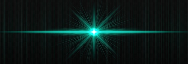 Brillo de luz horizontal brillante con rayos brillantes y rayas sutiles en fondo oscuro Efecto vectorial mínimo limpio para diseño digital y resaltos