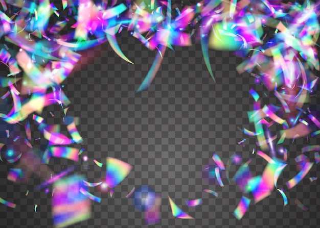 Brillo de neón. Luz solar colorida de metal. Textura Bokeh. Arte Moderno. Rainbow Sparkles. Deslumbramiento láser púrpura. Lámina de lujo. Folleto de discoteca. Brillo de neón violeta