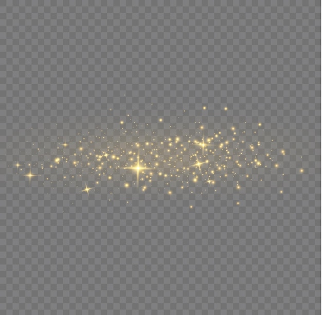 Brillo de polvo amarillo estrellado Resplandor estrellas doradas chispas Navidad destellos dorados Efecto de luz Vector