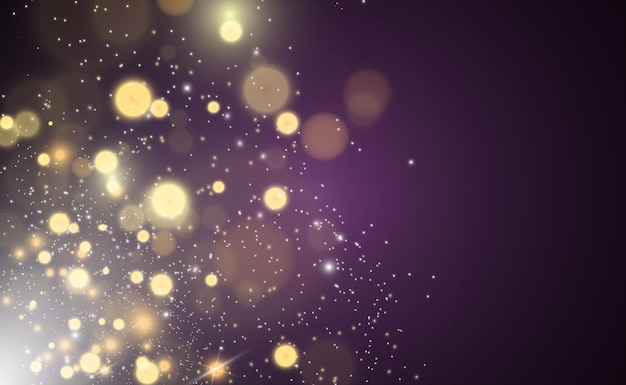 Brillo del vector de polvo dorado brillante Ornamentos brillantes relucientes para el fondo Ilustración vectorial